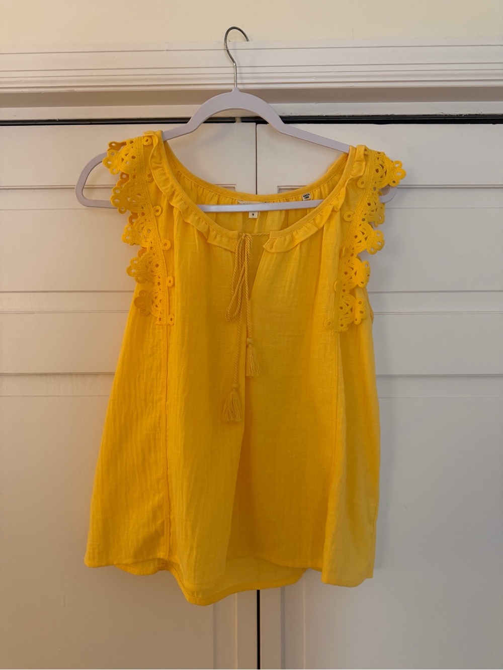 Max Studio Yellow Eyelet Tassel Camisole